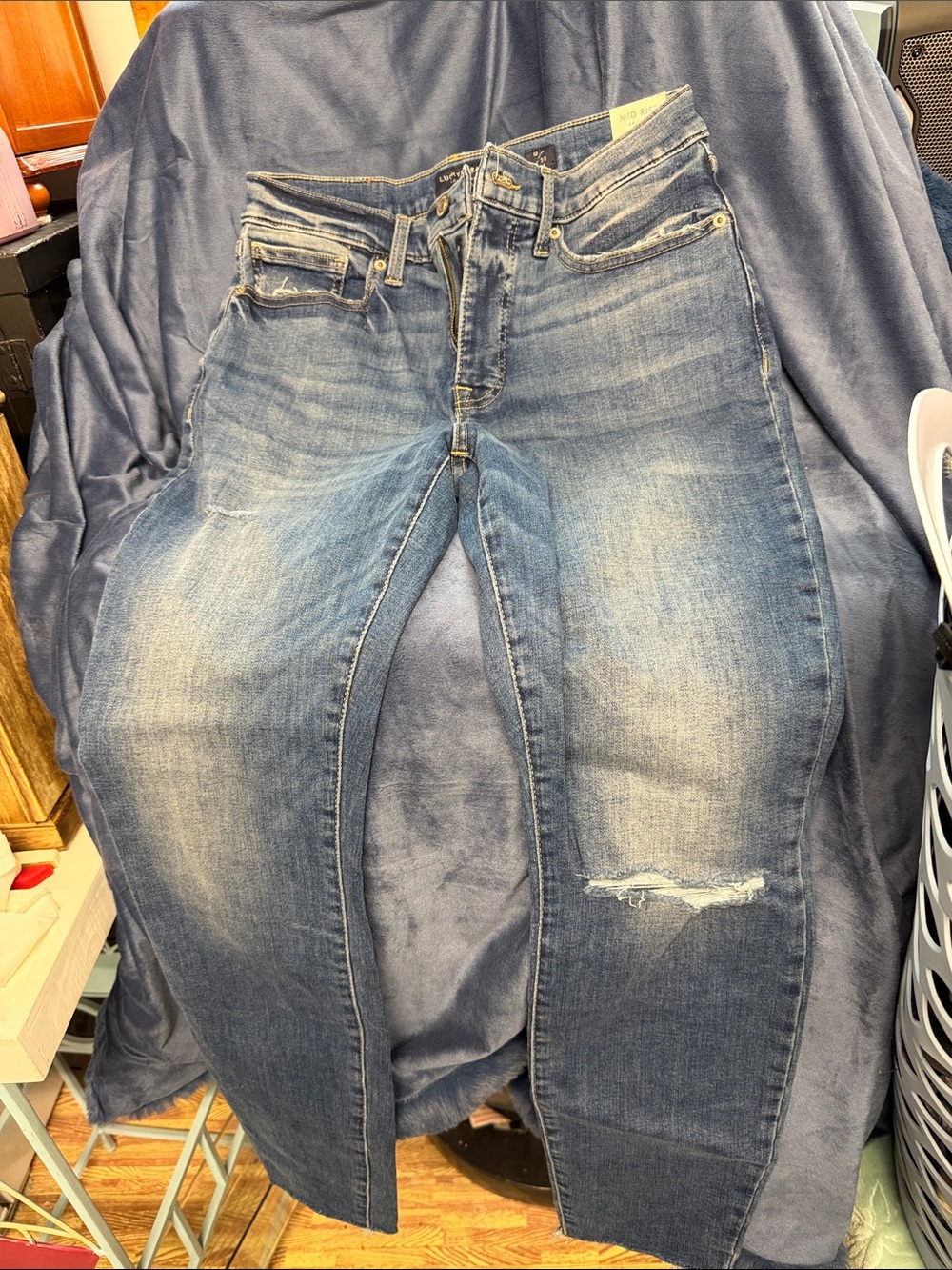 Lucky Brand Women's Straight Leg Distressed Jeans - Blue